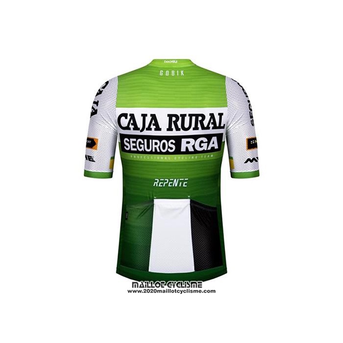 2020 Maillot Ciclismo Caja Rural Blanc Vert Manches Courtes et Cuissard